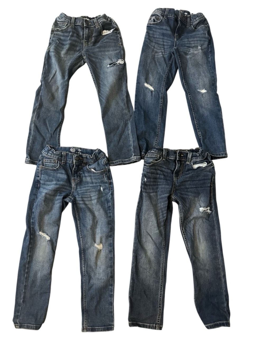 Boys' Distressed Dark Blue Slim Jeans - Classic Denim Lot of 4 - Size 6